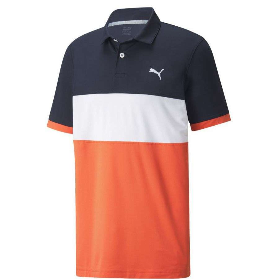 Shirts * | Puma Highway Golf Polo Shirt 532972 Navy Blazer/Hot Coral 04