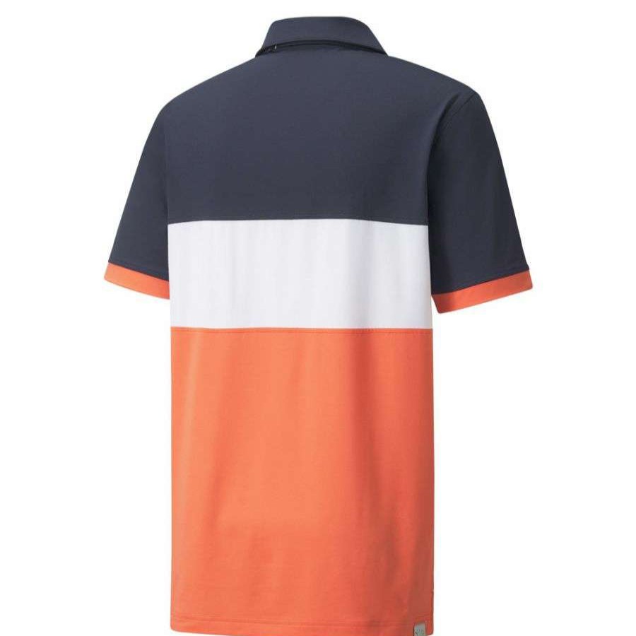 Shirts * | Puma Highway Golf Polo Shirt 532972 Navy Blazer/Hot Coral 04