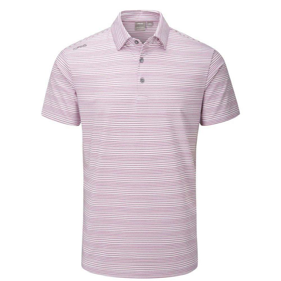 Shirts * | Ping Alexander Golf Polo Shirt P03463 White/Raspberry