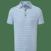 Shirts * | Footjoy Accented Stripe Golf Shirt 88369 Dove Grey/White/Royal