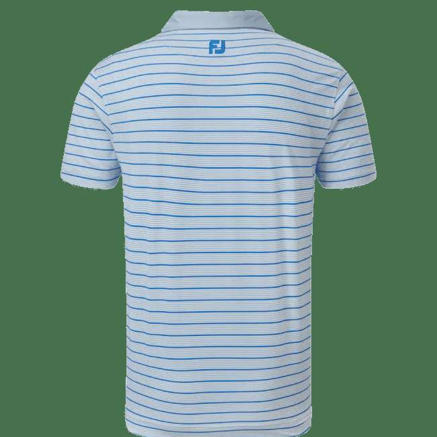 Shirts * | Footjoy Accented Stripe Golf Shirt 88369 Dove Grey/White/Royal