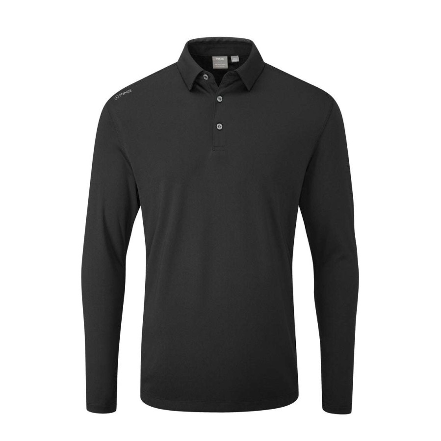 Shirts * | Ping Elemental Long Sleeve Golf Polo Shirt P03503 Black 060