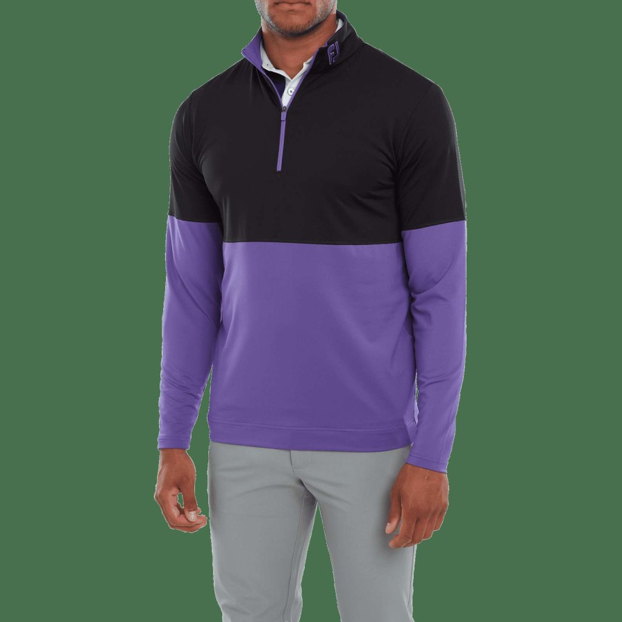 Mid Layers * | Footjoy Colour Block Chill Out Golf Mid Layer 80115 Black/Violet