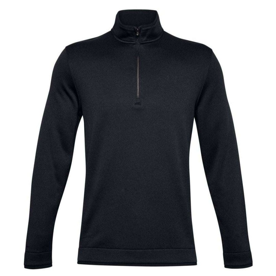 Mid Layers * | Under Armour 1/2-Zip Fleece Golf Sweater 1359971 Black 001