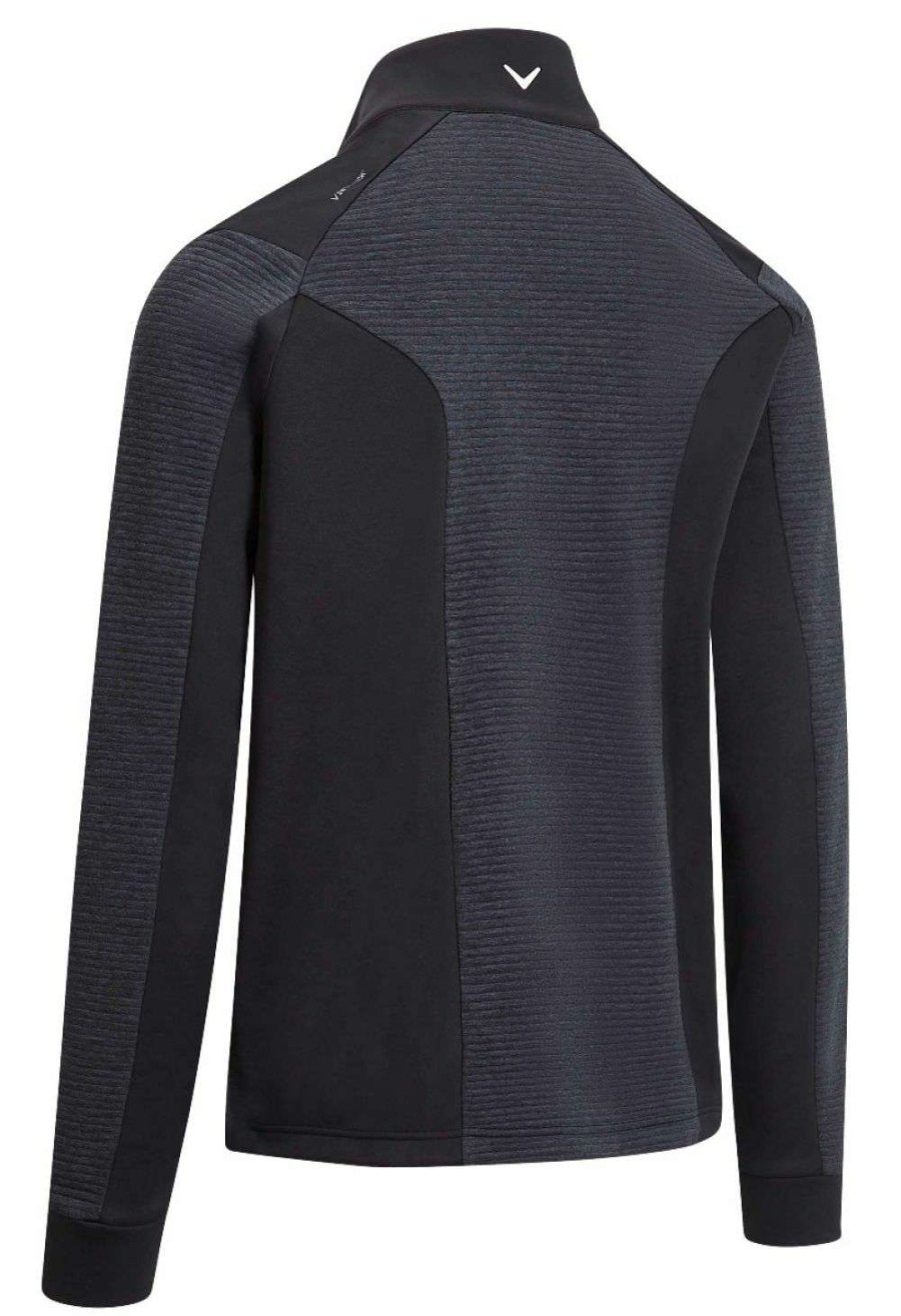 Mid Layers * | Callaway Ribbed Ottoman 1/4-Zip Golf Fleece Cgkfa0C0 Caviar 002