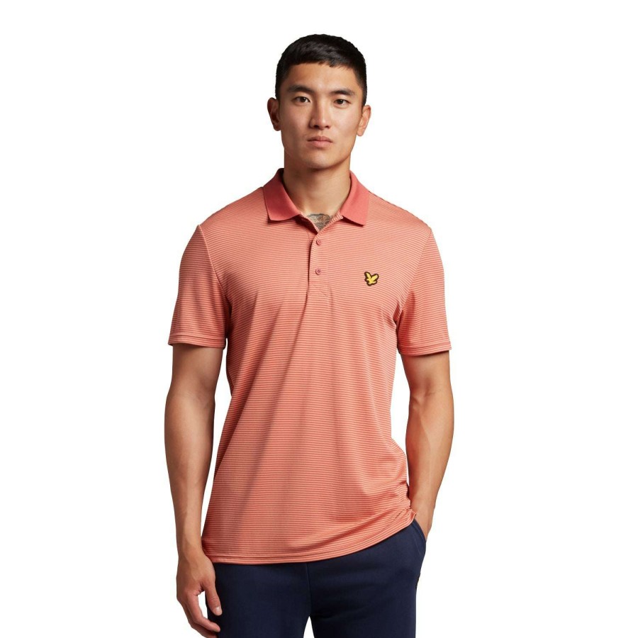 Shirts * | Lyle & Scott Microstripe Golf Polo Shirt Sp1464Gc Shrimp/Warm Rose W724