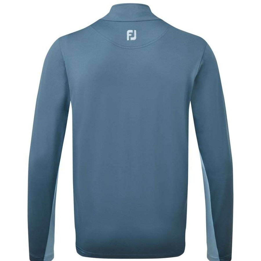 Mid Layers * | Footjoy Engineered Chest Stripe Chill-Out Golf Pullover 88428 Ink/Dust Blue