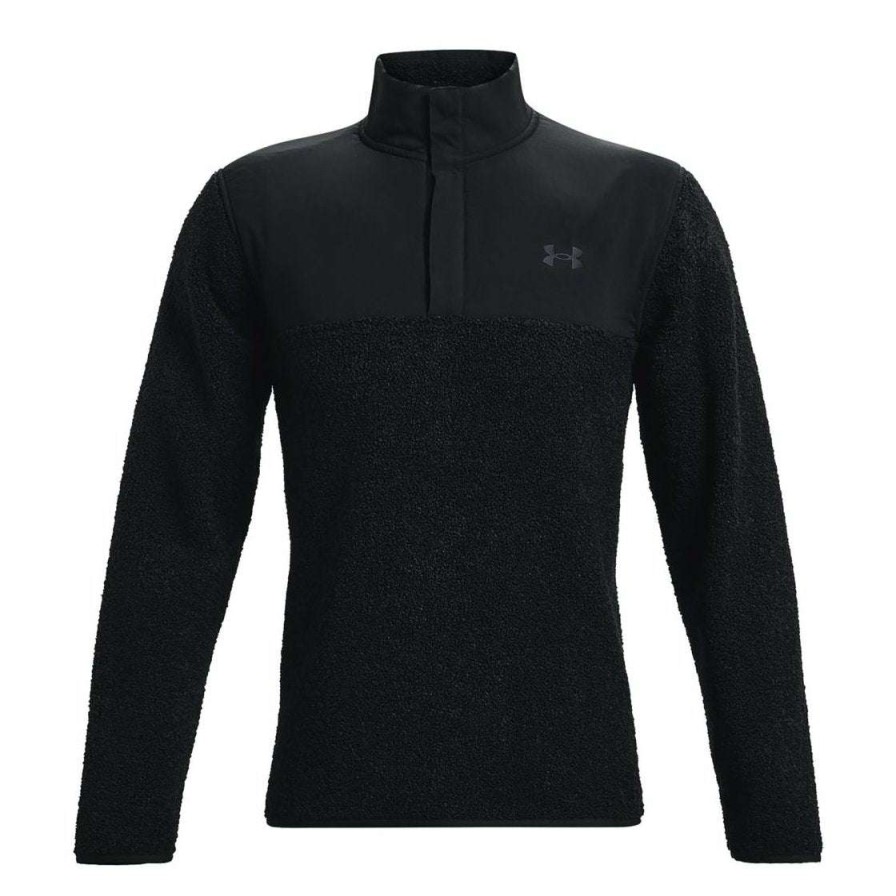 Mid Layers * | Under Armour Pile Sweater Fleece Golf Top 1366284 Black 001