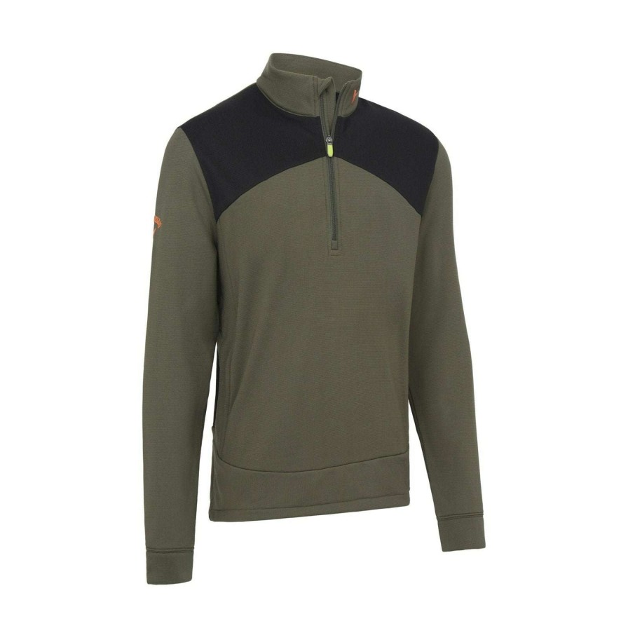 Mid Layers * | Callaway Aquapel Golf Fleece Cgkfc003 Black/Lichen 383