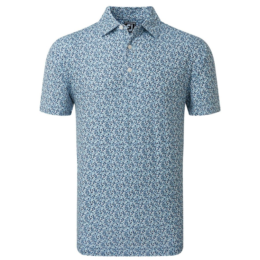 Shirts * | Footjoy Confetti Print Golf Polo Shirt 80088 True Blue