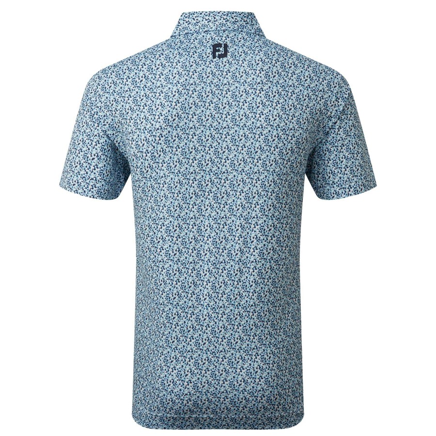 Shirts * | Footjoy Confetti Print Golf Polo Shirt 80088 True Blue