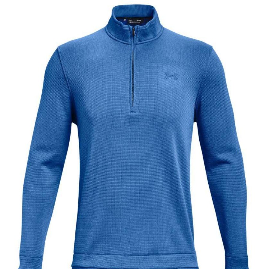 Mid Layers * | Under Armour 1/2-Zip Fleece Golf Sweater 1359971 Blue 474