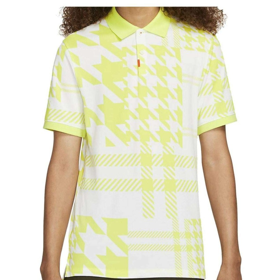 Shirts * | Nike The Plaid Mesh Golf Polo Da2841 Light Lemon Twist 736