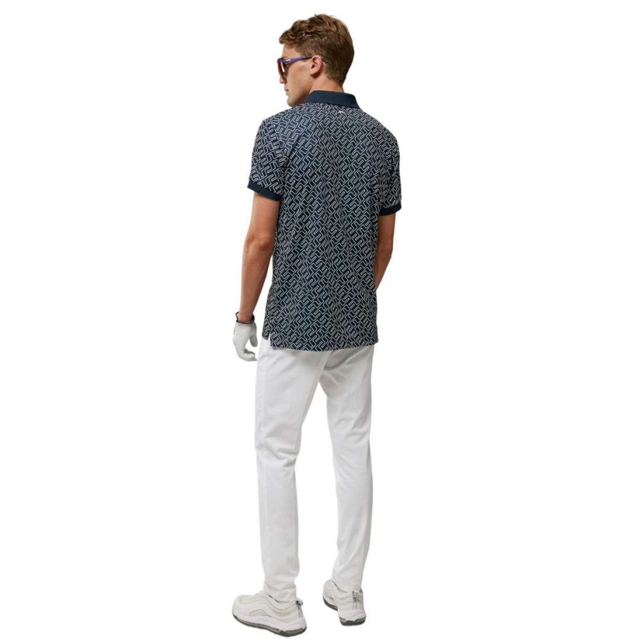 Shirts * | J.Lindeberg Tour Tech Print Golf Shirt Gmjt07067 White Bridge Monogram A032