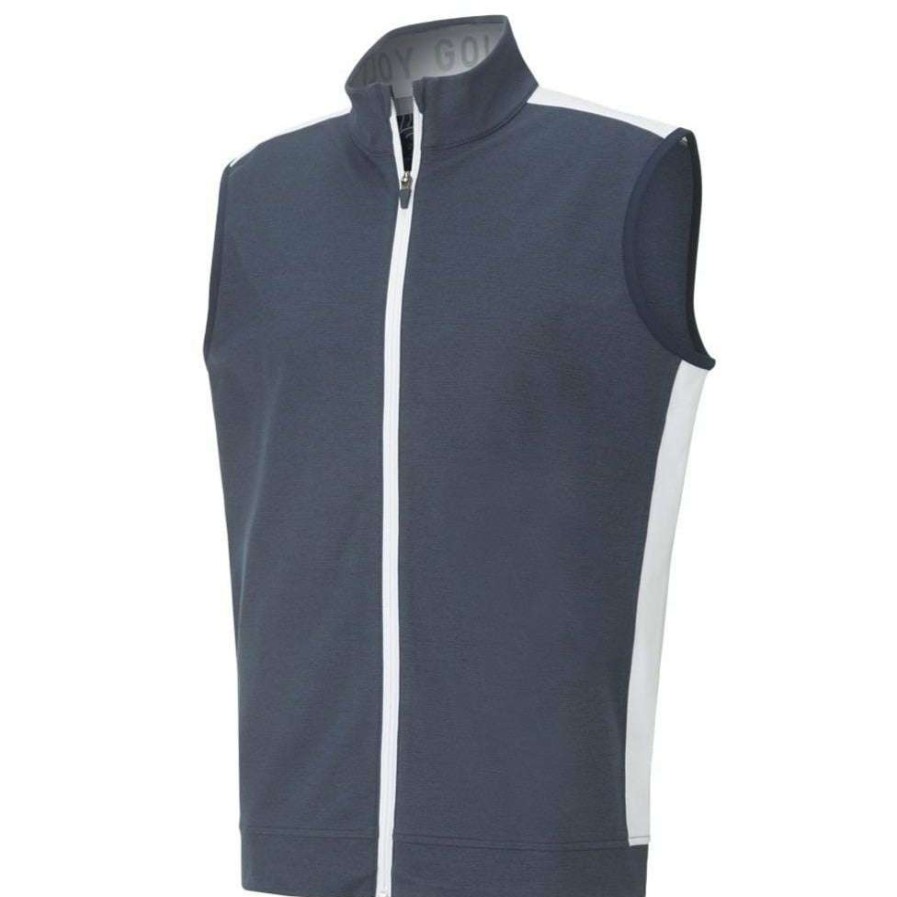 Mid Layers * | Puma Cloudspun T7 Golf Vest 599130 Navy Blazer Heather/Bright White 02