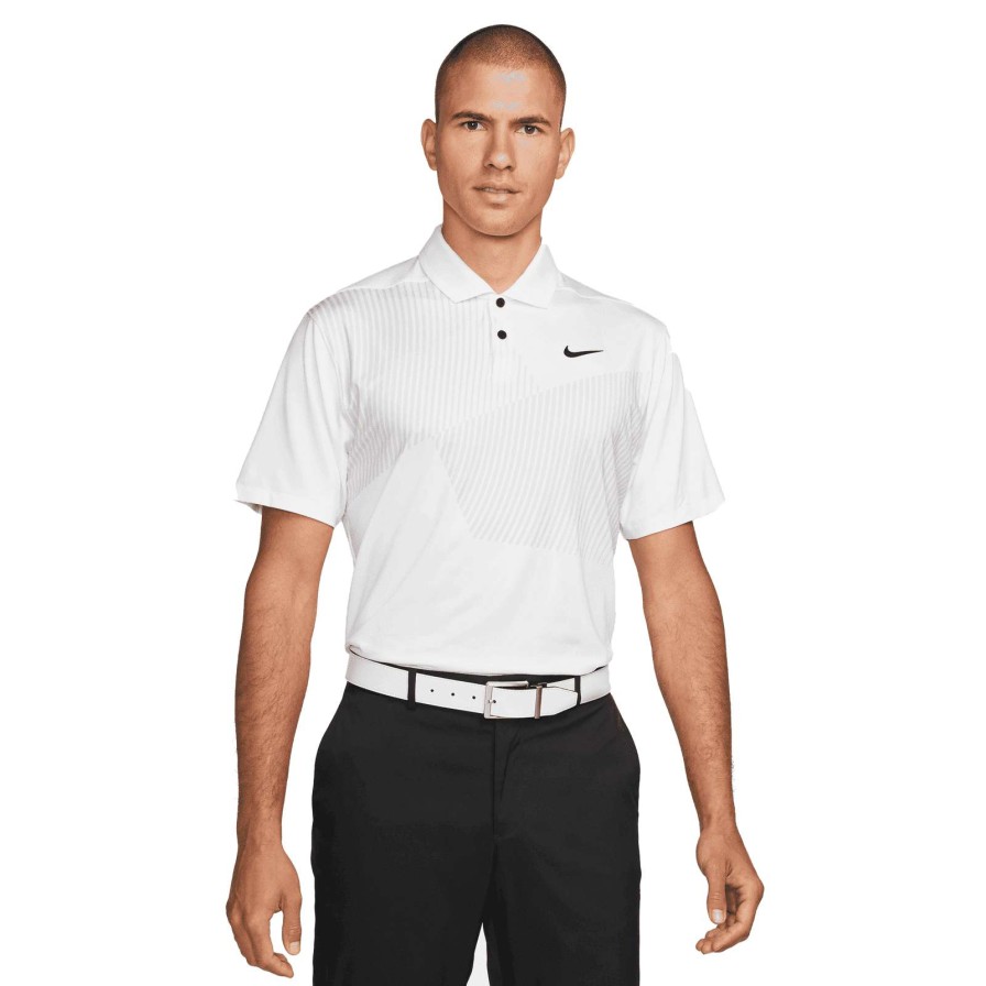 Shirts * | Nike Dry Vapor Print Golf Polo Shirt Dn2257 White/Black 100