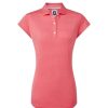 Polo Shirts * | Footjoy Ladies Tonal Stripe Golf Polo Shirt 88458 Bright Coral