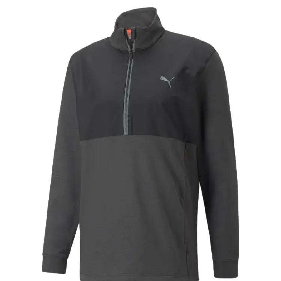 Mid Layers * | Puma Cloudspun 1/4 Zip Golf Mid Layer 537066 Puma Black 01