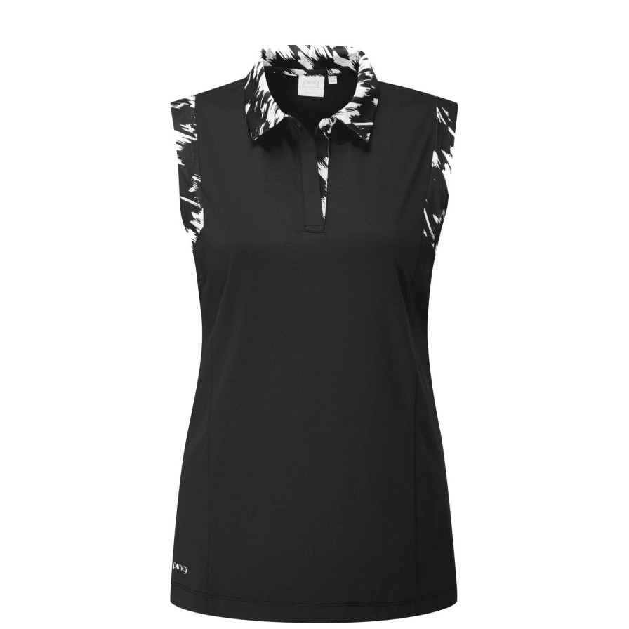 Polo Shirts * | Ping Ladies Evie Golf Polo Shirt P93561 Black/White 090