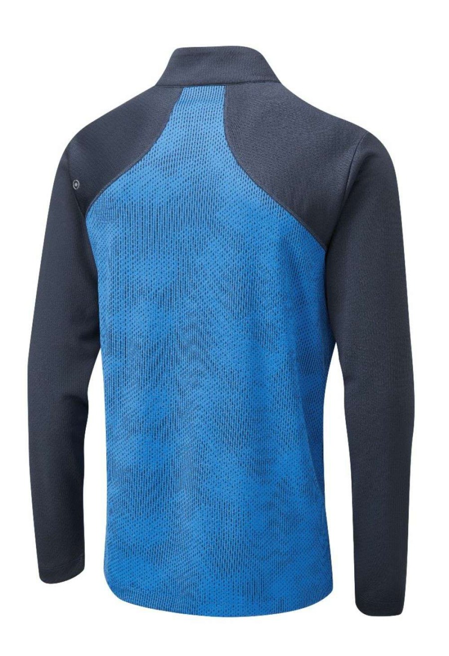 Mid Layers * | Ping Vertical 1/2-Zip Golf Top P03399 Snorkel Blue/Navy Sb59