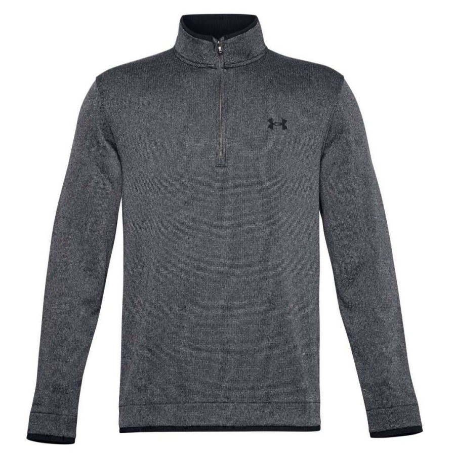 Mid Layers * | Under Armour 1/2-Zip Fleece Golf Sweater 1359971 Black 002