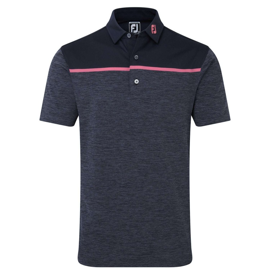 Shirts * | Footjoy Space Dye Lisle Golf Polo Shirt 88794 Navy