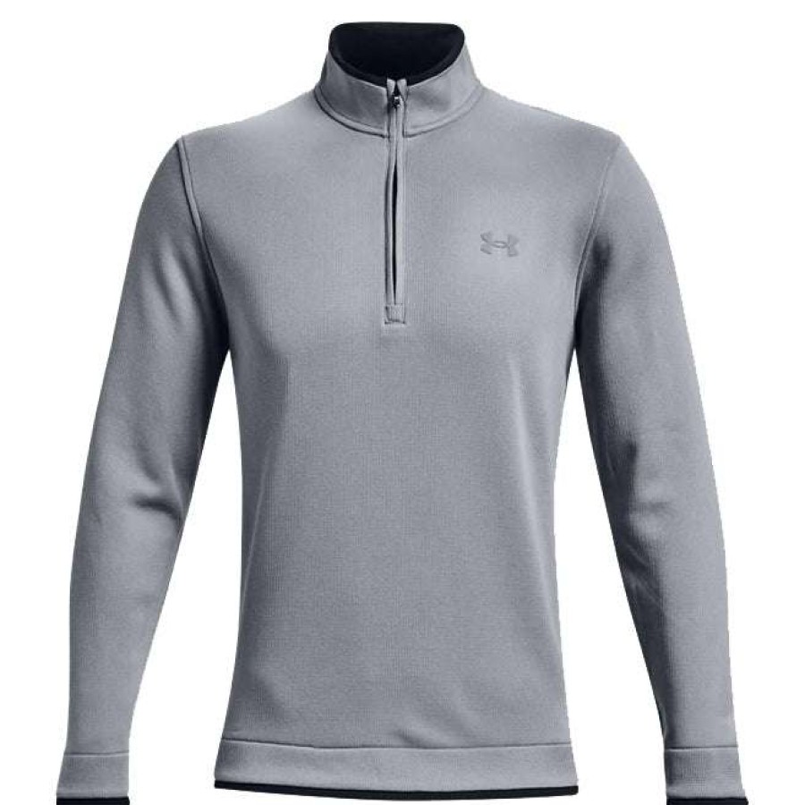 Mid Layers * | Under Armour 1/2-Zip Fleece Golf Sweater 1359971 Steel/White 035