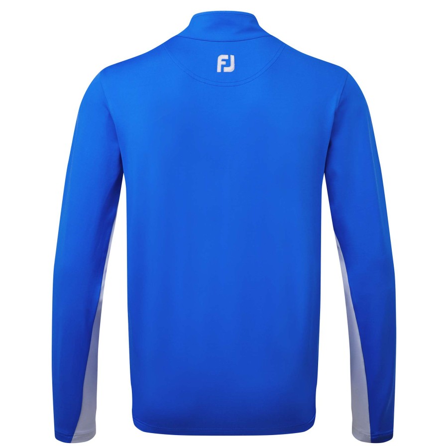 Mid Layers * | Footjoy Engineered Chest Stripe Chill-Out Golf Pullover 88429 Royal/Dove Grey