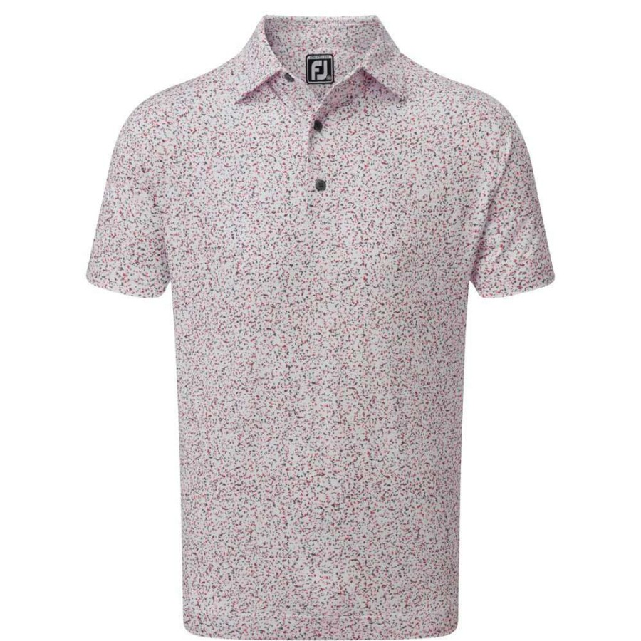 Shirts * | Footjoy Granite Print Lisle Golf Shirt 88416 White