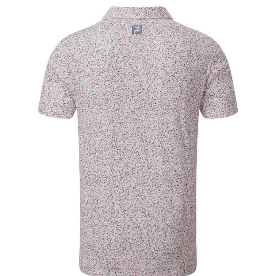 Shirts * | Footjoy Granite Print Lisle Golf Shirt 88416 White