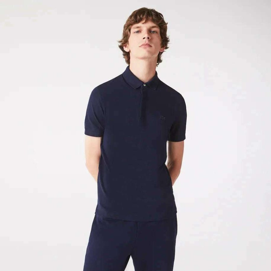 Shirts * | Lacoste Paris Pique Golf Shirt Ph5522 Navy 166