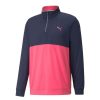 Mid Layers * | Puma Gamer Colour Block 1/4-Zip Golf Top 532985 Navy Blazer/Sunset Pink 15