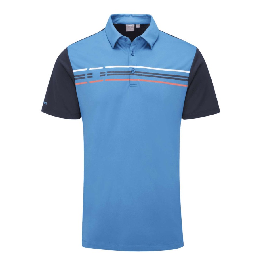 Shirts * | Ping Morten Golf Polo Shirt P03575 Danube/ Navy Multi Dn90