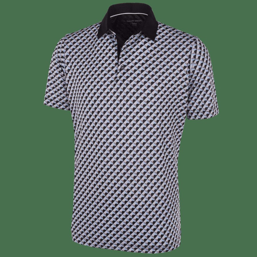 Shirts * | Galvin Green Mercer Golf Shirt G1363 Black/Blue Bell/Sharkskin 76