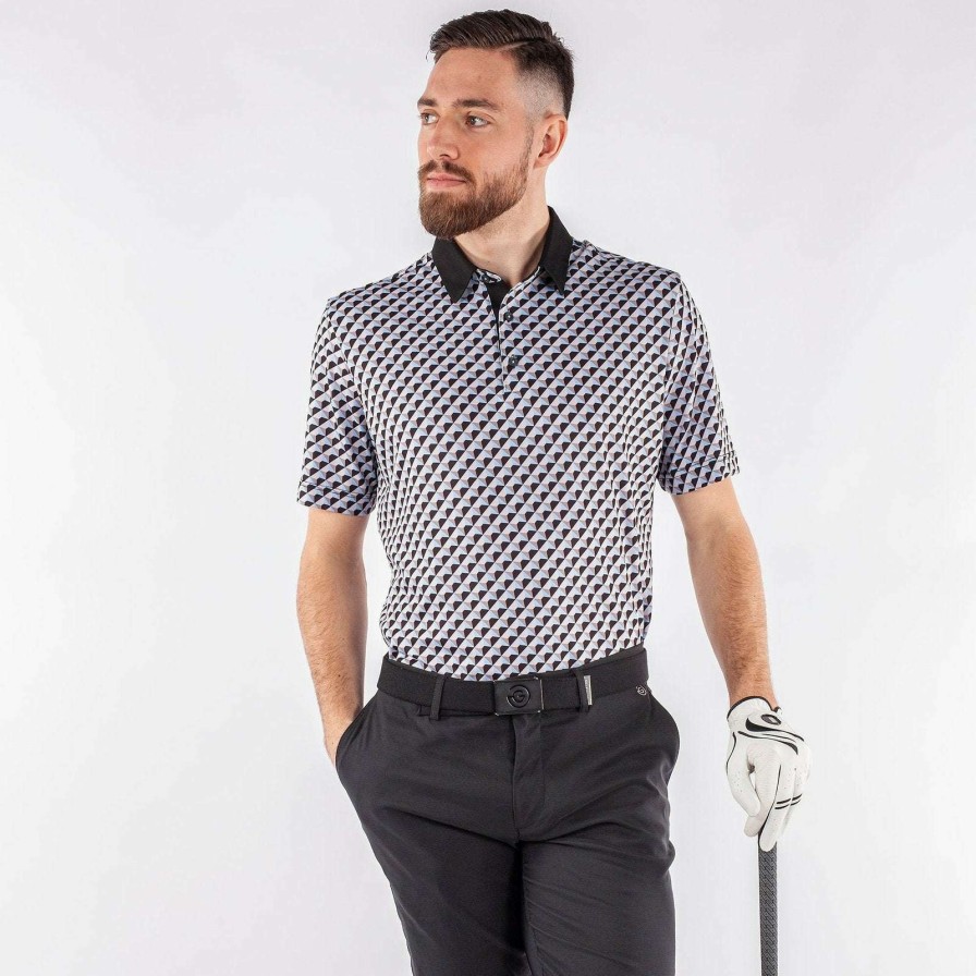 Shirts * | Galvin Green Mercer Golf Shirt G1363 Black/Blue Bell/Sharkskin 76