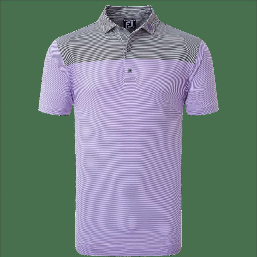 Shirts * | Footjoy End-On-End Block Golf Polo Shirt 80027 White/Violet