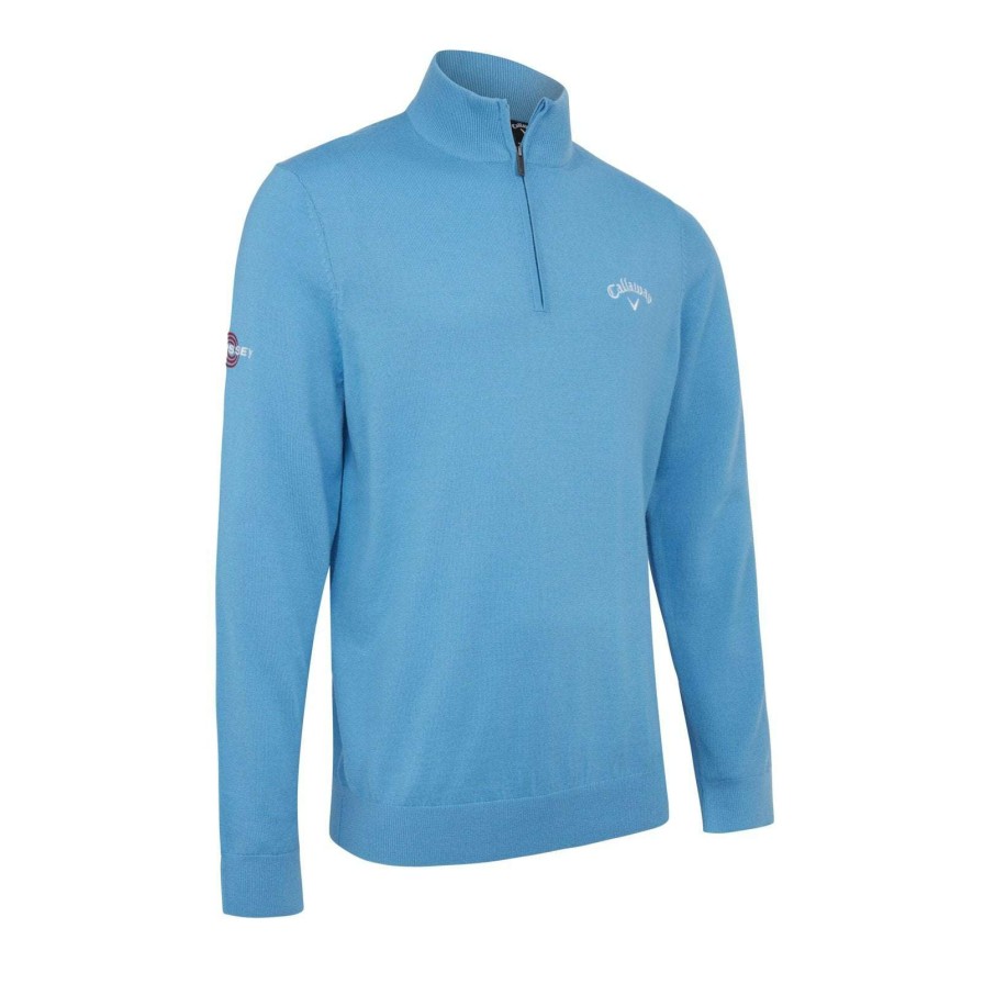 Mid Layers * | Callaway Blended Merino 1/4 Zip Golf Sweater Cggf80M1 Malibu Blue 450