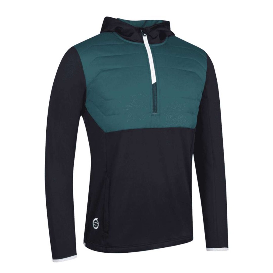 Mid Layers * | Sunderland Everest Hybrid Golf Hoodie Sunmm90 Black/Evergreen/White