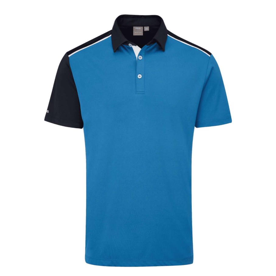 Shirts * | Ping Mack Golf Polo Shirt P03576 Danube/Navy Multi Dn90