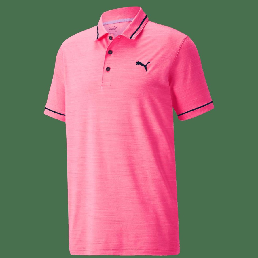 Shirts * | Puma Cloudspun Monarch Golf Polo Shirt 530991 Sunset Pink Heather/Navy Blazer 25