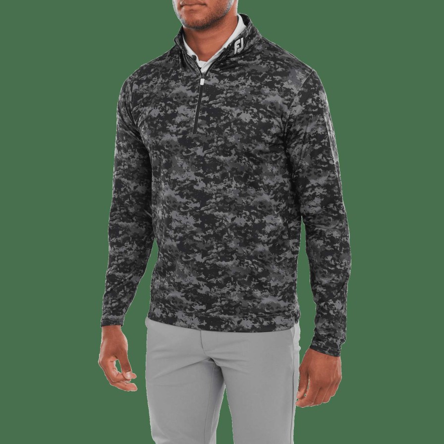 Mid Layers * | Footjoy Cloud Camo Golf Mid Layer 80110 Black