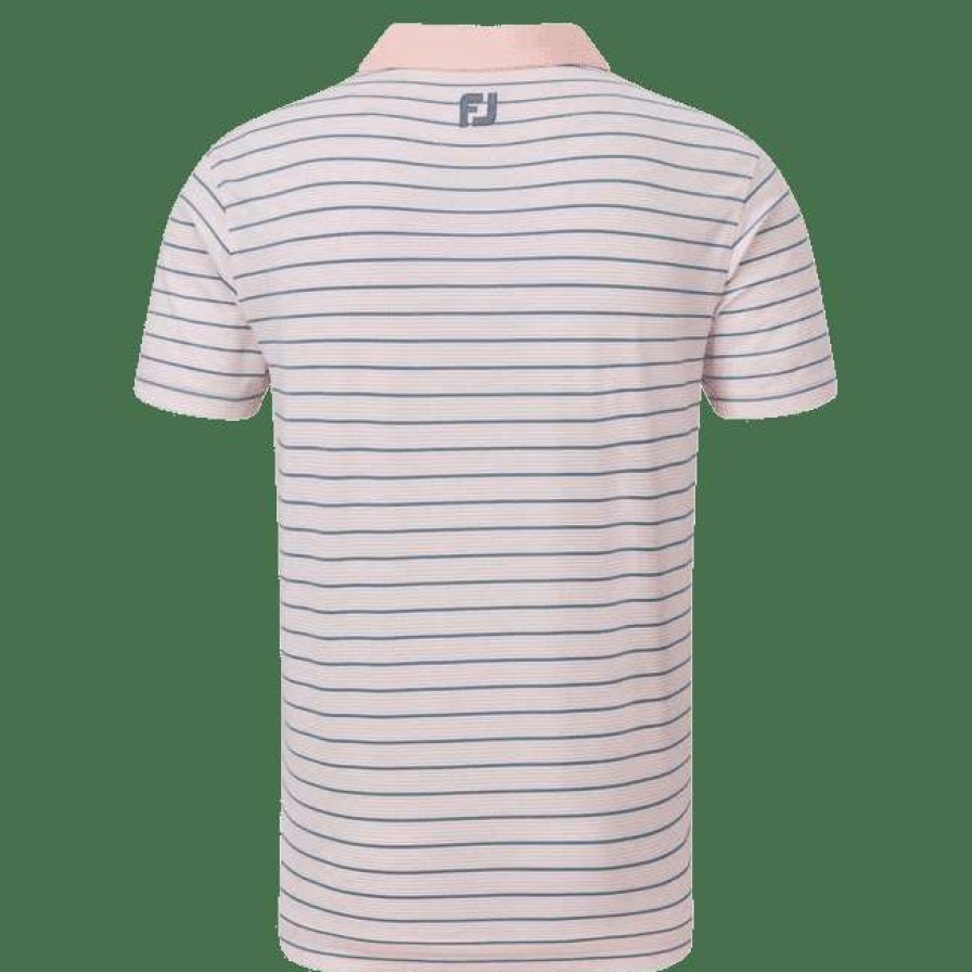 Shirts * | Footjoy Accented Stripe Golf Shirt 88368 Quartz Pink/White/Graphite