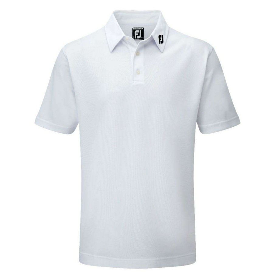 Shirts * | Footjoy Stretch Pique Solid Golf Polo Shirt 91823 White