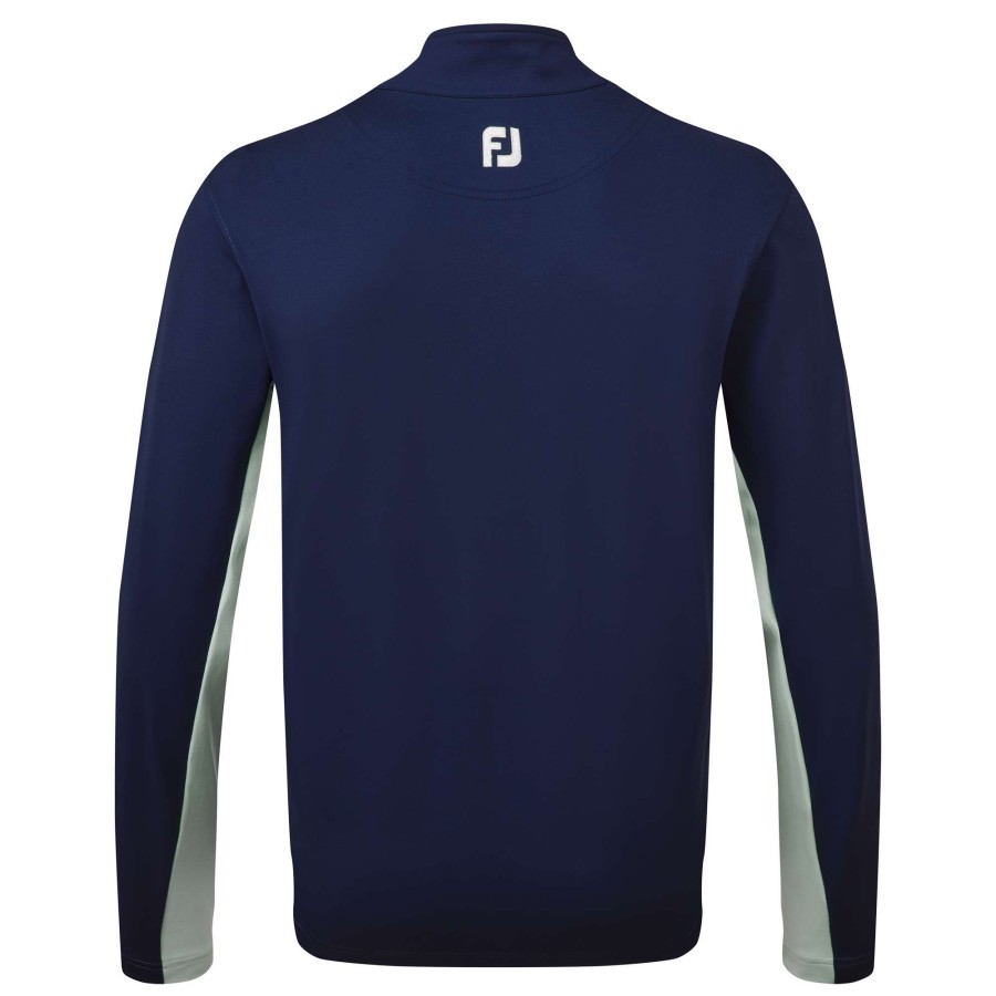 Mid Layers * | Footjoy Engineered Chest Stripe Chill-Out Golf Pullover 88426 Navy/Sage