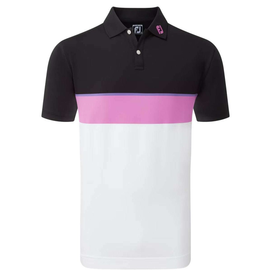 Shirts * | Footjoy Colour Theory Golf Polo Shirt 80096 Black/Orchid/White