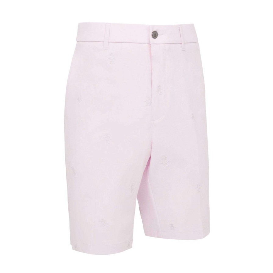 Shorts * | Original Penguin All-Over Embroidered Golf Shorts Ogbsb083 Pirouette 687