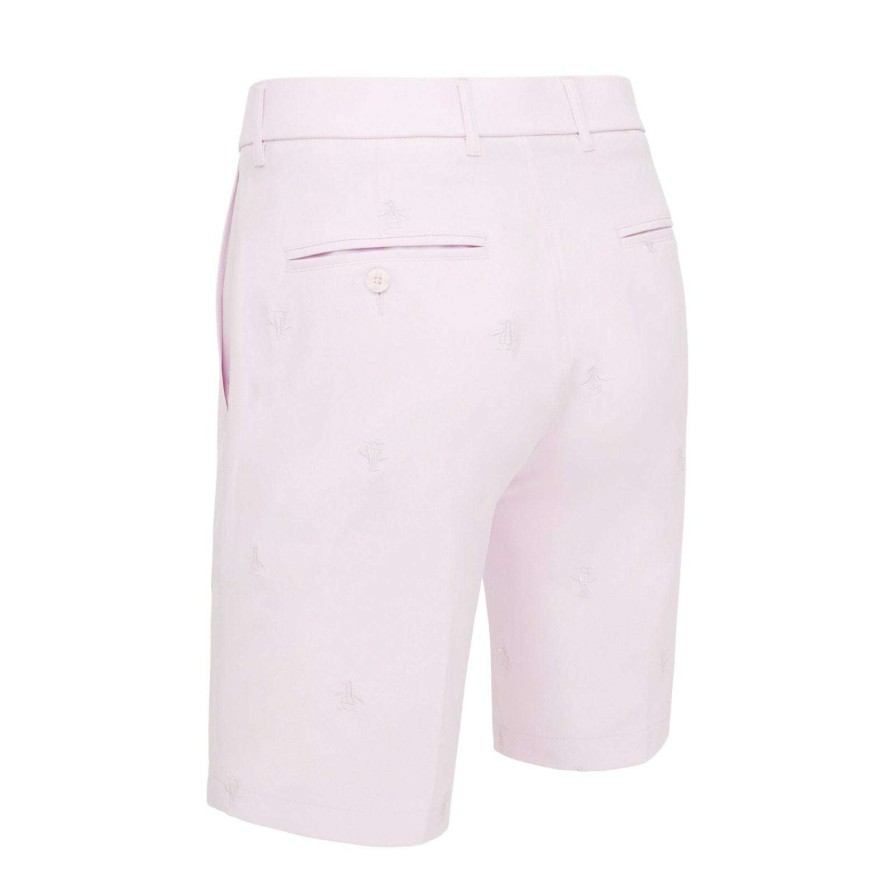 Shorts * | Original Penguin All-Over Embroidered Golf Shorts Ogbsb083 Pirouette 687