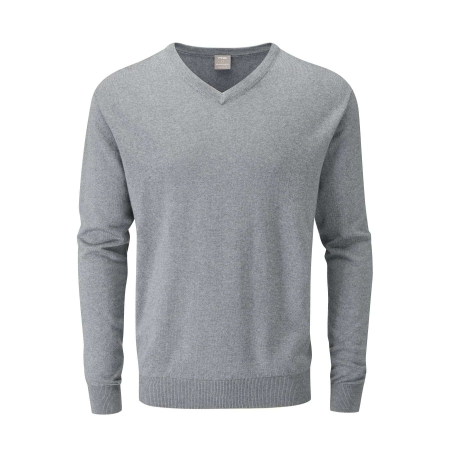 Mid Layers * | Ping Warren V-Neck Merino Golf Sweater P03332 French Grey Marl F829