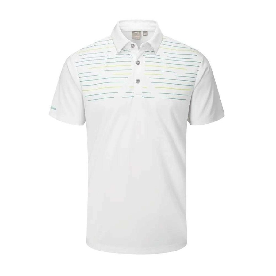 Shirts * | Ping Portman Golf Polo Shirt P03524 White/Blue Nile Wbn