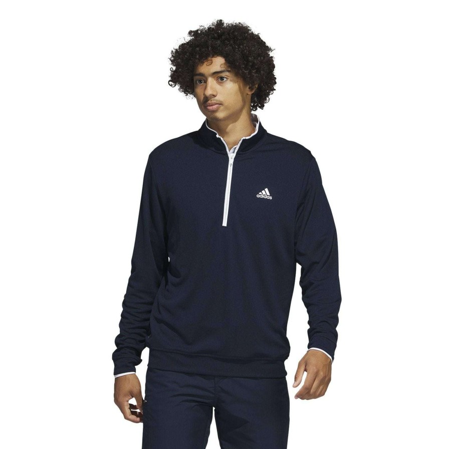 Mid Layers * | Adidas Upf Lightweight 1/4 Zip Golf Mid Layer Hy5373 Collegiate Navy